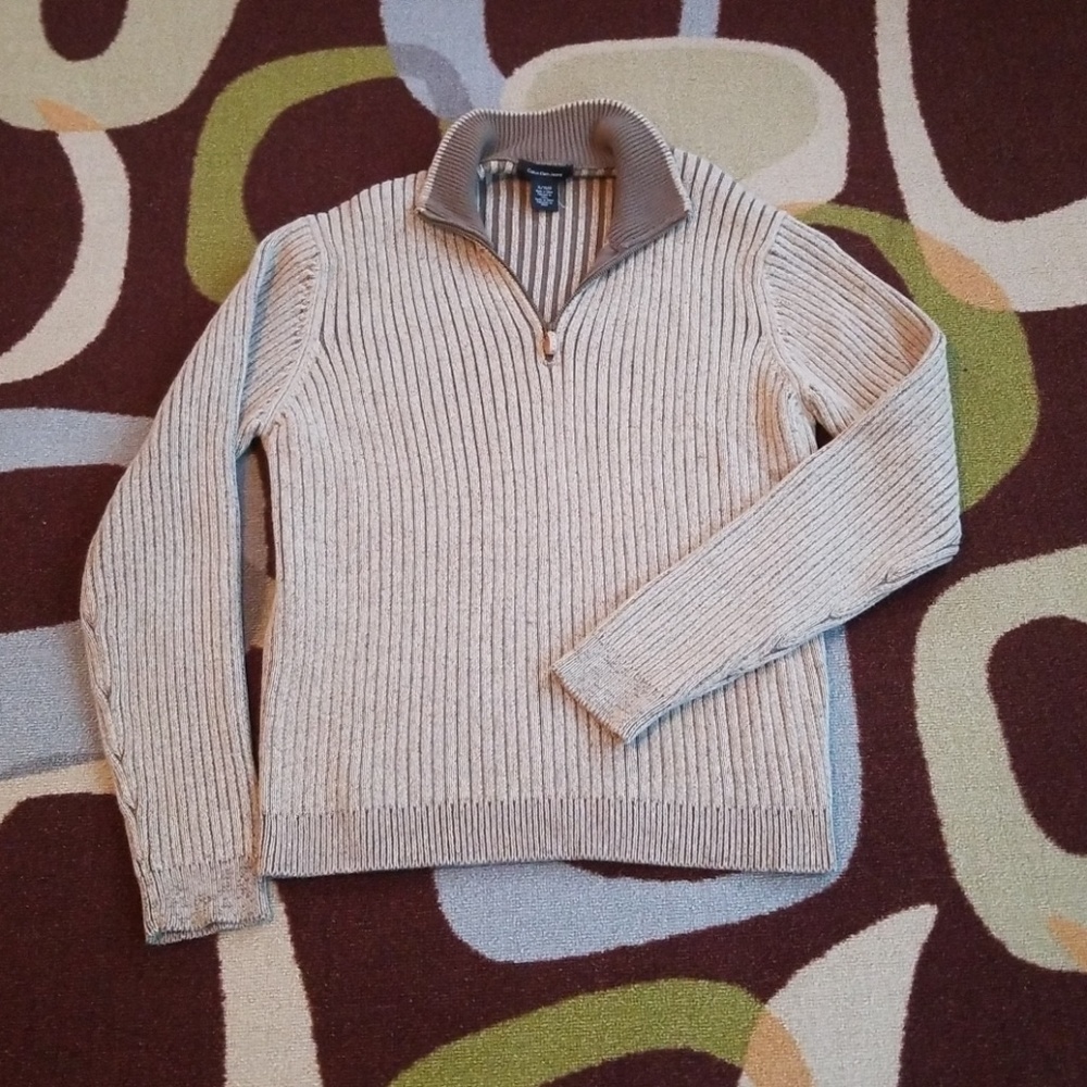 CK Jeans Men's Quarter Zip Dress Knit Sweater